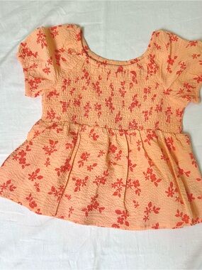 Cat & Jack Peach Top with Coral Floral Print